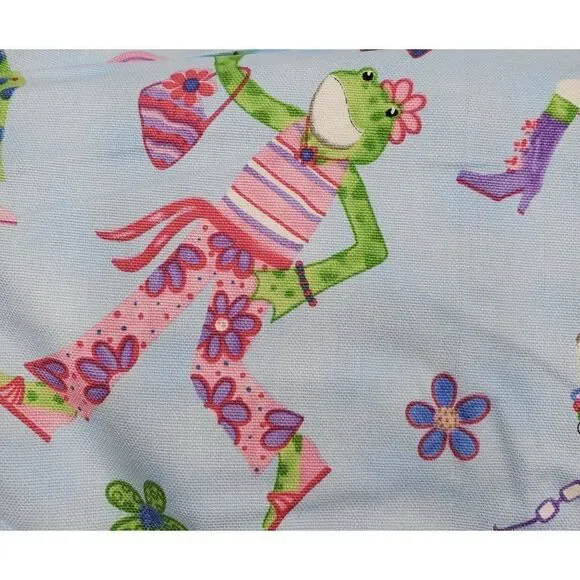 Kelly B Rightsell Fabric Blue Animals Wearing Clothes Frog Bunny Cat 1 Yard - Picture 3 of 4